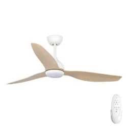 Fanco Eco Style DC Ceiling Fan with LED Light & Remote - White with Beechwood Blades 52" | F4011/121A