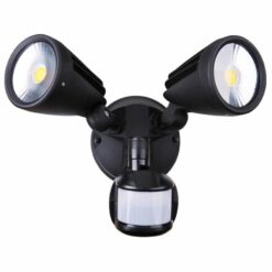 Fortress II Twin LED Sensor Flood 2x15W Tri-Col IP54 Black | MLXF3452MS
