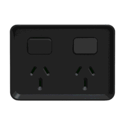 Clipsal Iconic Outdoor Twin Switched Outlet 10A IP54 Black | O3025BK