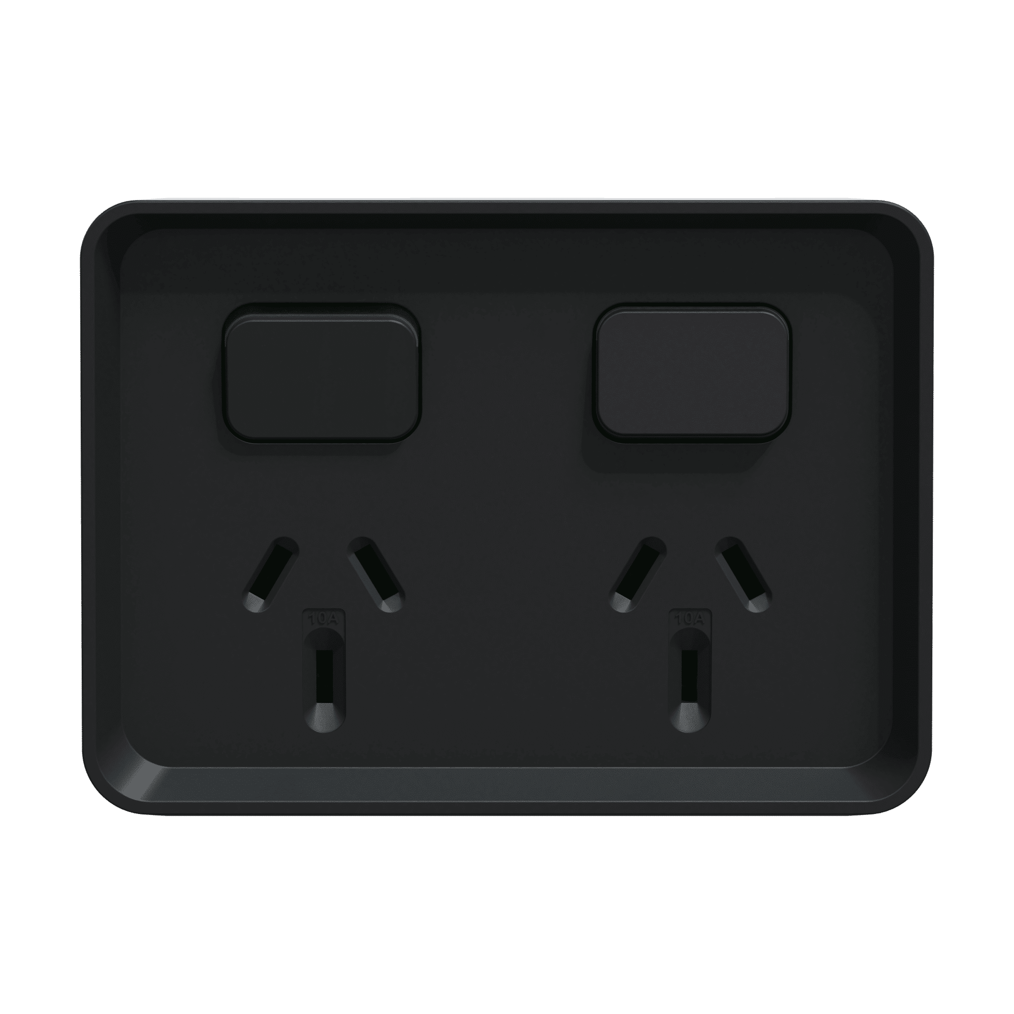 Clipsal Iconic Outdoor Twin Switched Outlet 10A IP54 Black | O3025BK