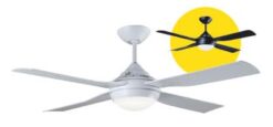Fantech Trade Quinton Ceiling Fan 48" White With 4 Easy Fix Blades & LED Light | QTN48BK-LED