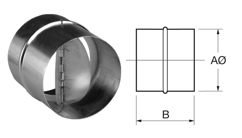 Fantech In-Line Spring Loaded Back Draft Damper 125mm Metal | RSK125