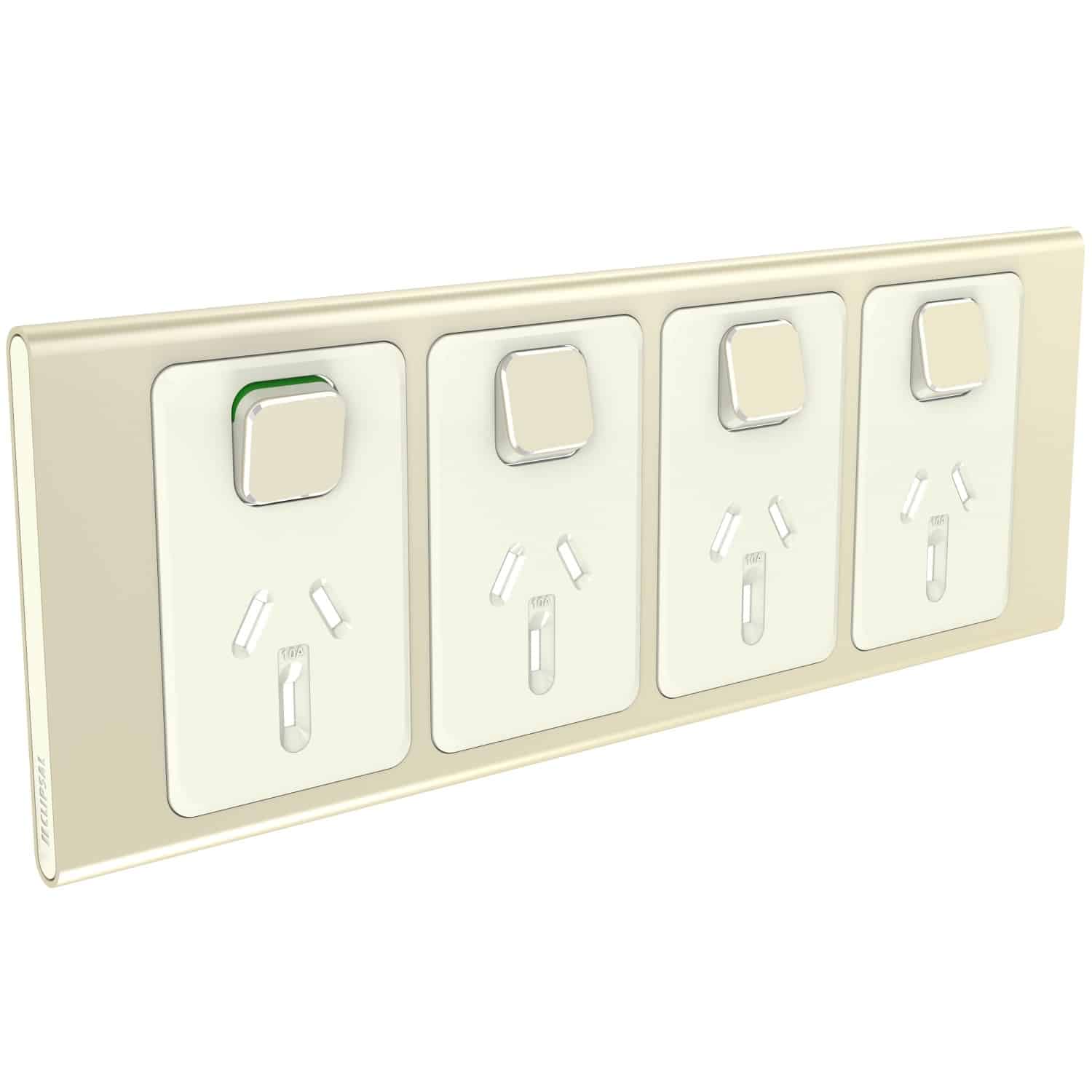 Clipsal Iconic Styl Cover Skin Quad 4 Gang GPO Power Point Horizontal 10A Crowne | S3015/4C-CE