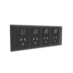 Clipsal Iconic Styl Cover Skin Quad 4 Gang GPO Power Point Horizontal 10A Silver Shadow | S3015/4C-SH