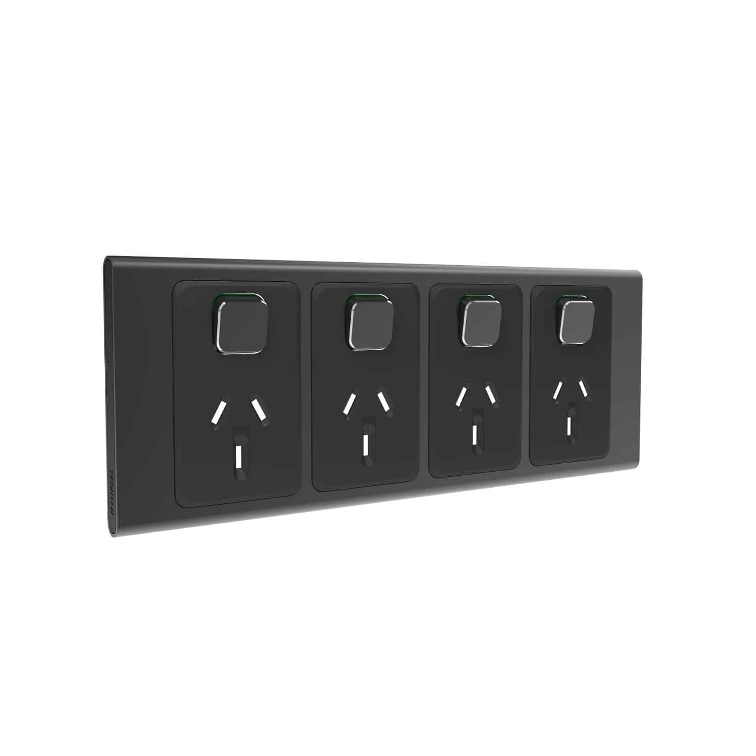 Clipsal Iconic Styl Cover Skin Quad 4 Gang GPO Power Point Horizontal 10A Silver Shadow | S3015/4C-SH