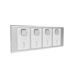 Clipsal Iconic Styl Cover Skin Quad 4 Gang GPO Power Point Horizontal 10A Silver | S3015/4C-SV