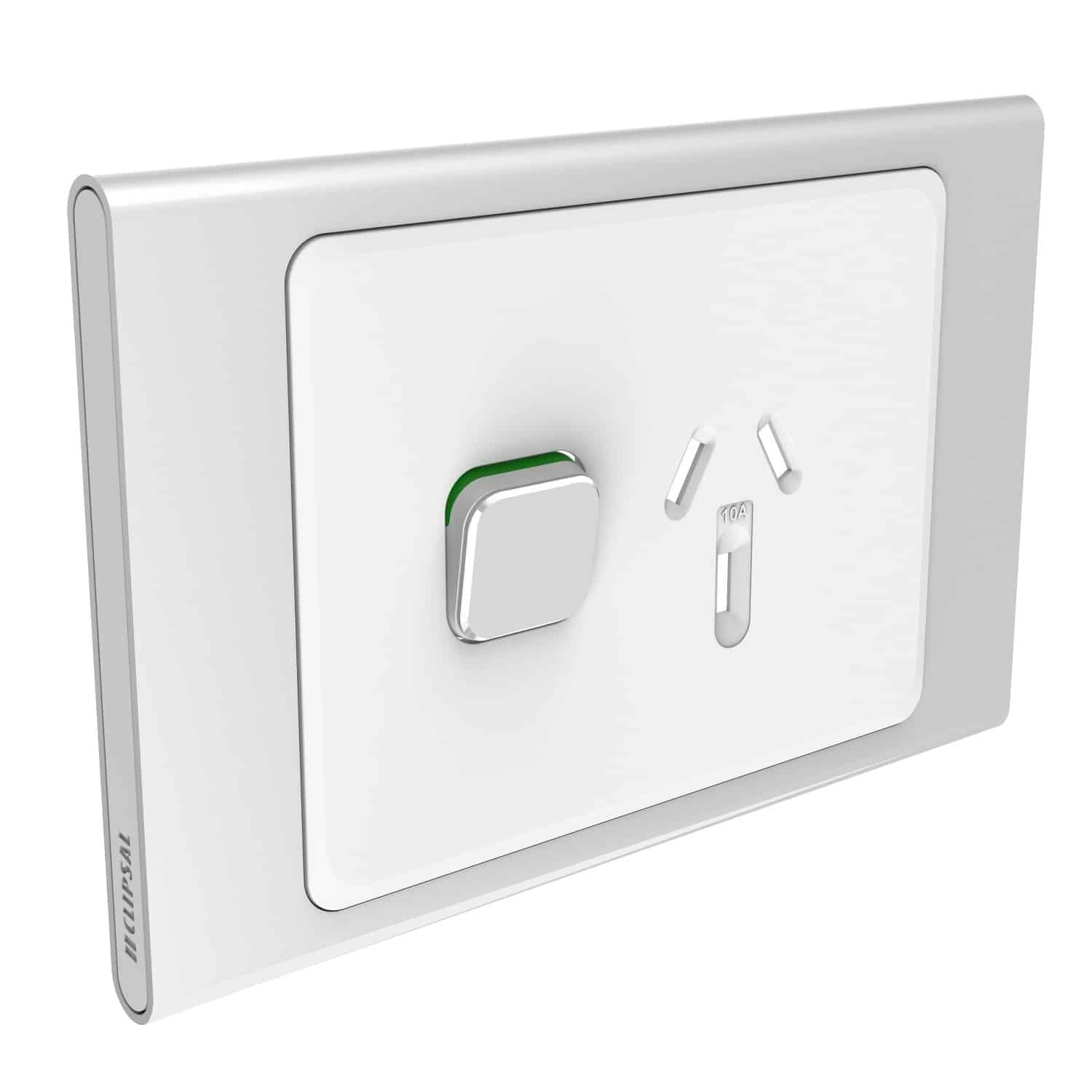 Clipsal Iconic Styl Cover Skin Single GPO Power Point Horizontal 10A Silver | S3015C-SV