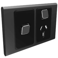 Clipsal Iconic Styl Cover Skin Single GPO Power Point With Extra Switch Horizontal 10A Silver Shadow | S3015XC-SH