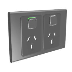 Clipsal Iconic Styl Cover Skin Double GPO Power Point Horizontal 10A Silver Shadow | S3025C-SH