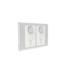 Clipsal Iconic Styl Cover Skin Double GPO Power Point Horizontal 10A Silver | S3025C-SV
