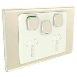 Clipsal Iconic Styl Cover Skin Double GPO Power Point With Extra Switch Horizontal 10A Crowne | S3025XC-CE