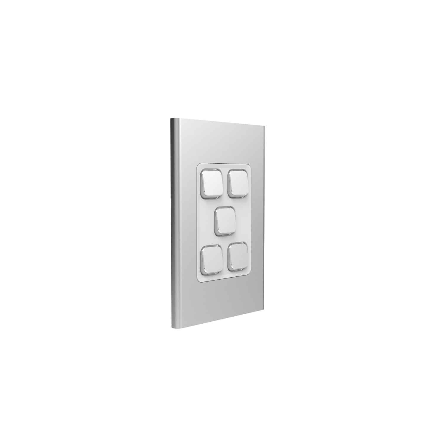 Clipsal Iconic Styl Cover Skin 5 Gang Switch Silver | S3045C-SV