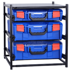 Storage Tek Drawer Frame with 2 x Large + 1 x Small Clear Lid Case | 33SFS2L1SA-BL