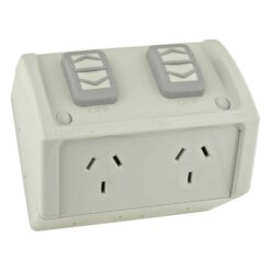 Clipsal Weather Proof IP53 Double GPO Power Point 10A Resistant Grey | WSC227/2-RG