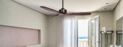 Alternative view of Fanco Wynd v3 DC Ceiling Fan with Remote - Oil Rubbed Bronze with Walnut Timber Blades 54" | F0500/717C