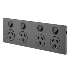 Alternative view of Clipsal Saturn Zen Quad 4 Gang GPO Power Point Horizontal 10A Zen Black | Z4025H2-ZB