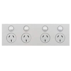 Clipsal Saturn Zen Quad 4 Gang GPO Power Point Horizontal 10A Zen White | Z4025H2-ZW