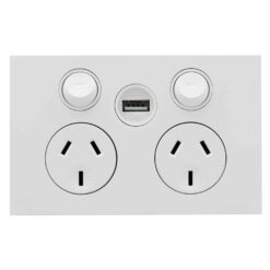 Clipsal Saturn Zen Double GPO Power Point Single USB Charger Horizontal 10A Zen White | Z4025USBC-ZW