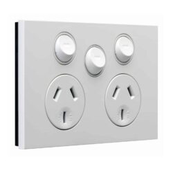 Clipsal Saturn Zen Double GPO Power Point With Extra Switch Horizontal 10A Zen White | Z4025XA-ZW