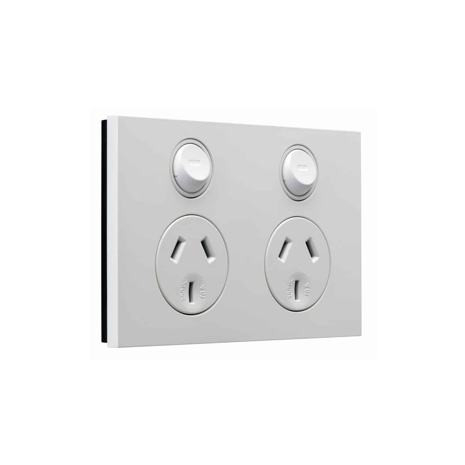 Clipsal Saturn Zen Double GPO Power Point Horizontal 10A Zen White | Z4025-ZW