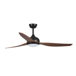 Fanco Eco Style DC Ceiling Fan with LED Light & Remote - Black with Koa Blades 60" | F4021/205A