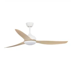 Fanco Eco Style DC Ceiling Fan with LED Light & Remote - White with Beechwood Blades 60" | F4021/121A