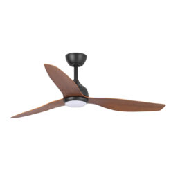 Fanco Eco Style DC Ceiling Fan with LED Light & Remote - Black with Koa Blades 52" | F4011/205A