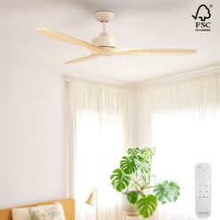 Fanco EarthFirst Wynd DC Ceiling Fan with Remote - Ecru with FSC Timber Blades 52" | F2310/619A