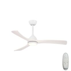 Fanco Sanctuary DC Ceiling Fan with LED Light & Remote - White with Whitewash Blades 52" | F6001/120A