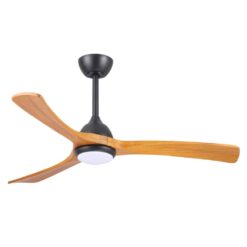 Fanco Sanctuary DC Ceiling Fan with LED Light & Remote - Black with Teak Blades 52" | F6001/218A - Image 3