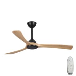 Fanco Sanctuary DC Ceiling Fan with Remote - Black with Natural Blades 52" | F6000/219A