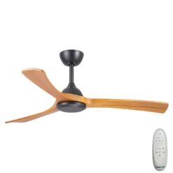 Fanco Sanctuary DC Ceiling Fan with Remote - Black with Teak Blades 52" | F6000/218A