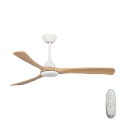 Fanco Sanctuary DC Ceiling Fan with Remote - White with Natural Blades 52" | F6000/119A