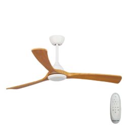 Fanco Sanctuary DC Ceiling Fan with Remote - White with Teak Blades 52" | F6000/118A