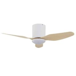 Fanco Studio SMART DC Ceiling Fan with LED Light & Remote - White with Beechwood Blades 42" | F9001/121B
