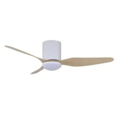 Fanco Studio SMART DC Ceiling Fan with LED Light & Remote - White with Beechwood Blades 48" | F9011/121B
