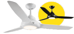 Fantech Trade Flair Ceiling Fan 36" White 3 blade With Self Ventilating Motor & LED Light | FLR36BK-LED