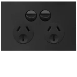 Hager Finesse Double GPO Power Point Horizontal 10A Matt Black | WBQP2S-MB