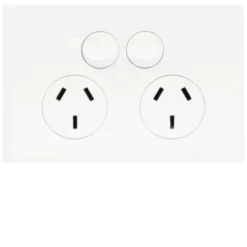 Hager Finesse Double GPO Power Point Horizontal 10A Matt White | WBQP2S-MW