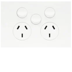 Hager Finesse Double GPO Power Point With Extra Switch Horizontal 10A Matt White | WBQP2XS-MW
