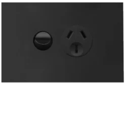 Hager Finesse Single GPO Power Point Horizontal 10A Matt Black | WBQP1S-MB