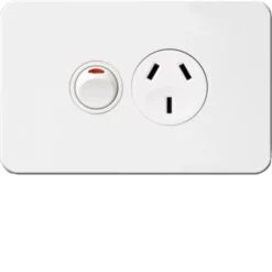 Hager Silhouette Single GPO Power Point Horizontal 10A White | WBSP1S
