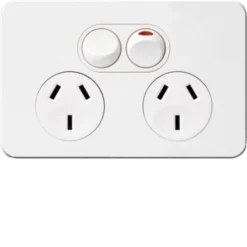 Hager Silhouette Double GPO Power Point Horizontal 10A White | WBSP2S