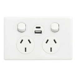 Legrand Excel Life Double GPO Power Point Horizontal 10A With 15W USB A+C White | ED777USBN2ACWE