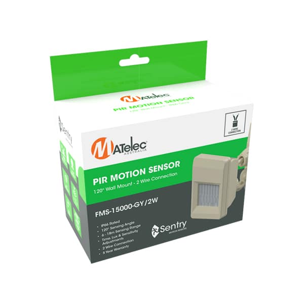 Matelec Sensor Passive IR IP66 2-Wire 18m 180 degree Grey | FMS-1500-GY/2W - Image 2