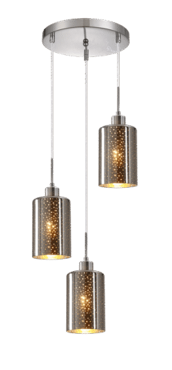 CLA PENDANT ES x 3 72W Chrome Glass with Dotted Effect RND Base | ESPEJO3X3R