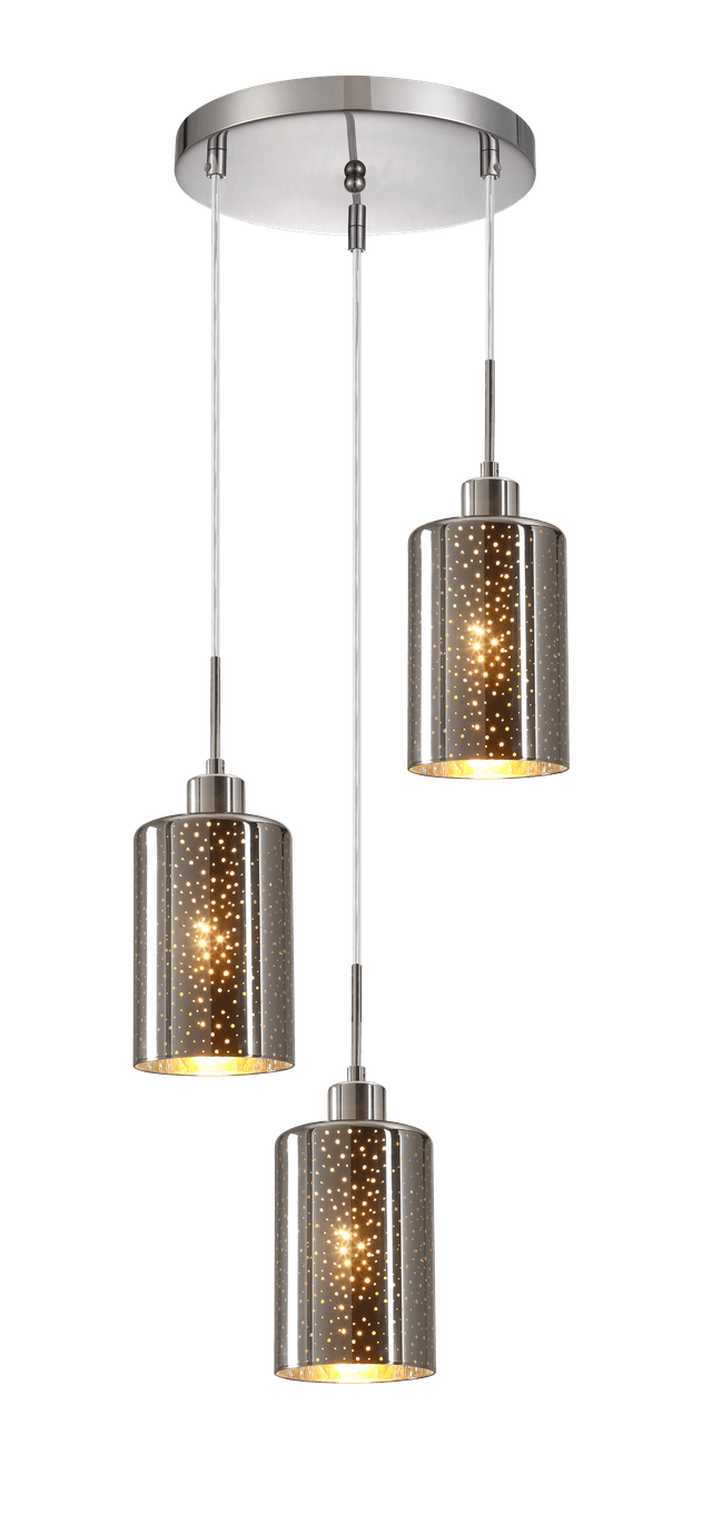 CLA PENDANT ES x 3 72W Chrome Glass with Dotted Effect RND Base | ESPEJO3X3R