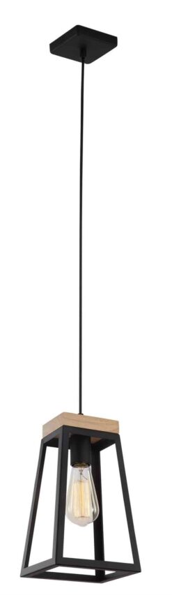 CLA PENDANT ES Matt Blk Wood TRAPEZIUM OD170mm | LANTERNA1