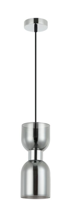CLA PENDANT ES Smokey Black 2 x Glass Ellipse w/Chrome OD120mm | CLESSIDRA1