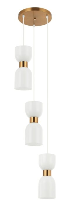 CLA PENDANT ES x 3 Opal 2 x Glass Ellipse w/Brass OD320mm RND Base | CLESSIDRA2X3R